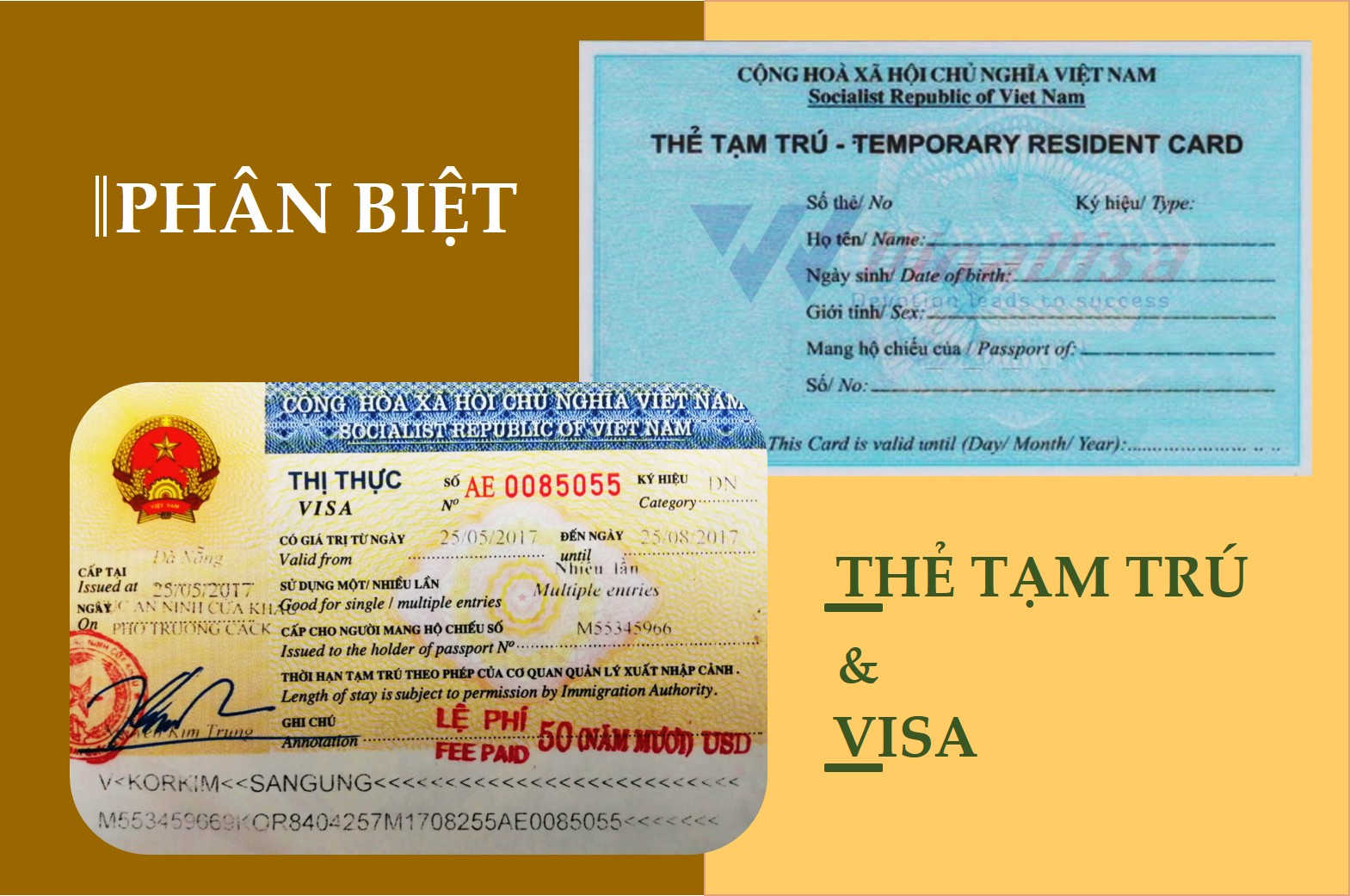 Phân biệt Visa và Thẻ tạm trú